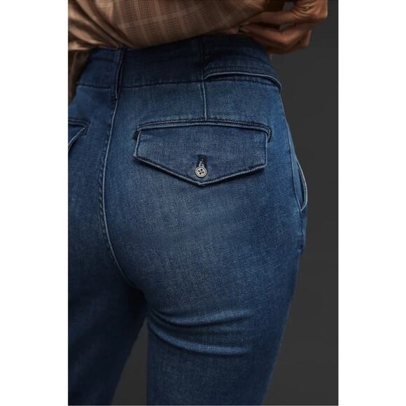 Pilcro Anthropologie Polished Mid Rise Blue Dark Wash Full Length Bootcut Jeans - Picture 4 of 15